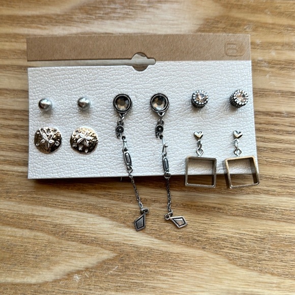 Buckle Earrings Pack of 6 Silver and Gray Color - Picture 2 of 4